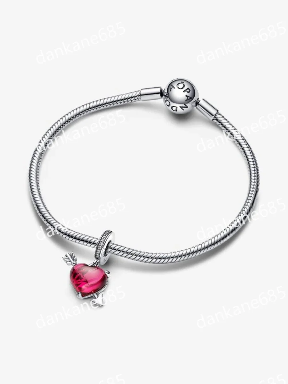 Pandora Red Heart & Arrow Murano Glass Dangle Charm